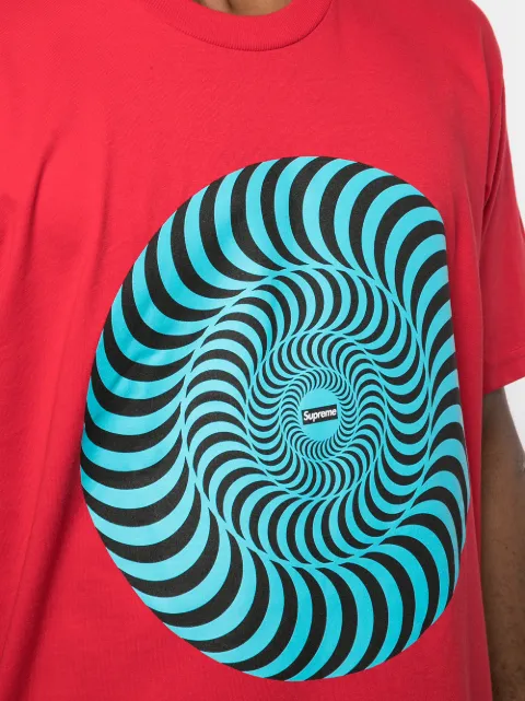 Shop red \u0026 blue Supreme spiral print T 