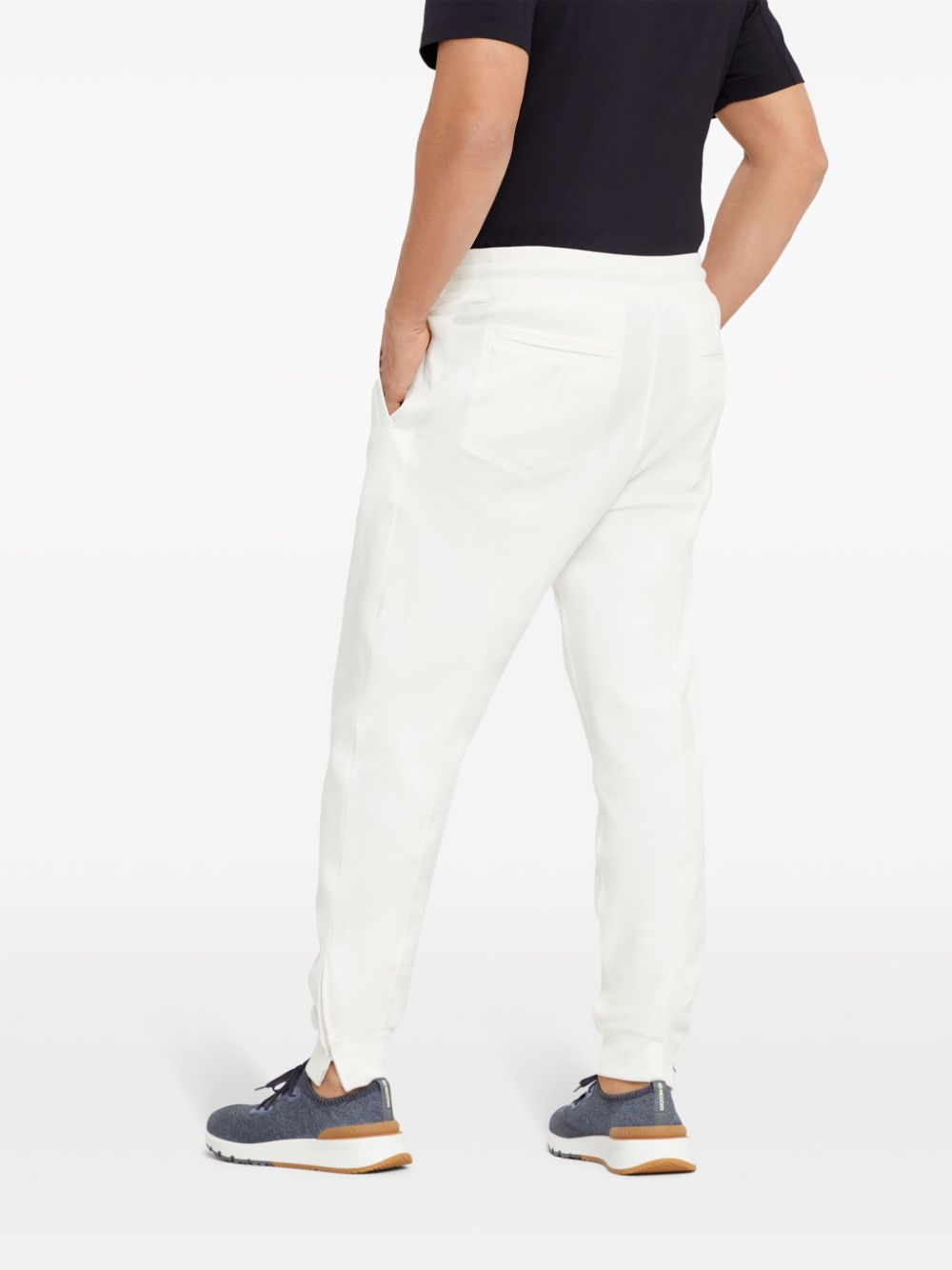 Shop Brunello Cucinelli Cotton-blend Track Pants In C7220 White