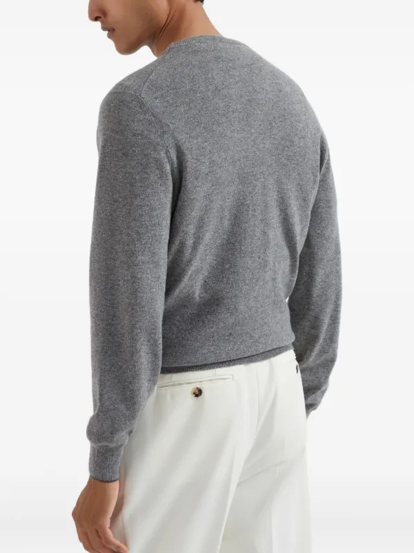 Brunello Cucinelli Suéter De Cashmere Com Decote Careca | Cinza