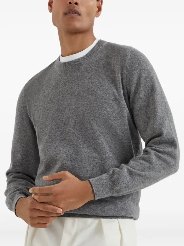 Brunello Cucinelli Suéter De Cashmere Com Decote Careca | Cinza