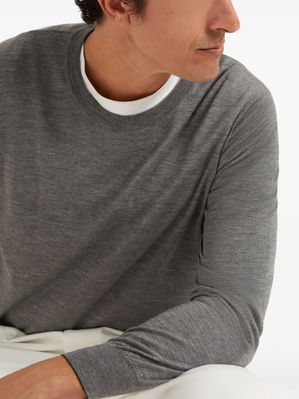Brunello Cucinelli Cashmere And Silk Sweater In Grey