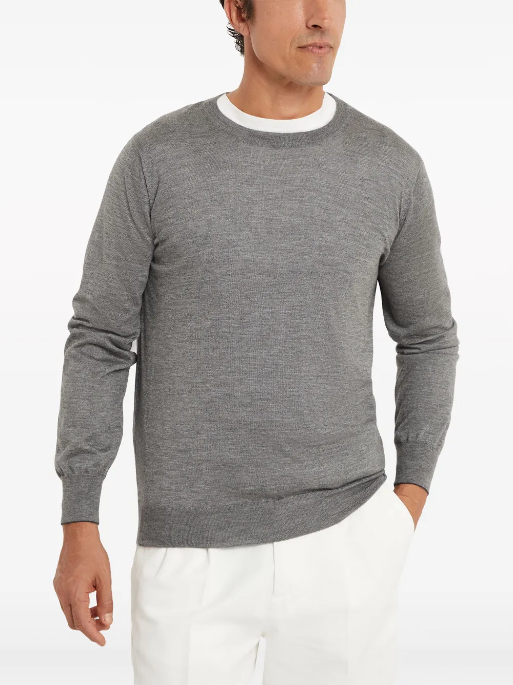 Brunello Cucinelli Cashmere And Silk Sweater In Grey