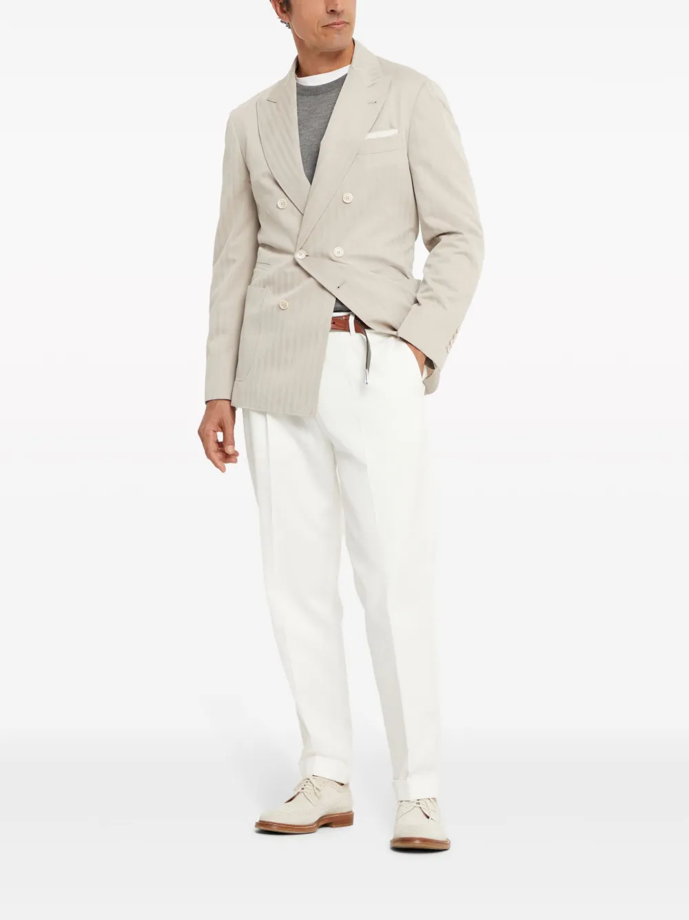 Brunello Cucinelli Cashmere And Silk Sweater In Grey