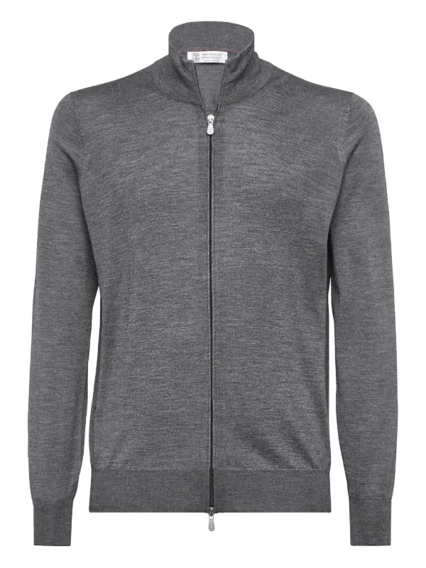 BRUNELLO CUCINELLI カシミヤ ジップアップセーター Brunello Cucinelli - Cashmere Zip-Up Sweater - Black Brunello