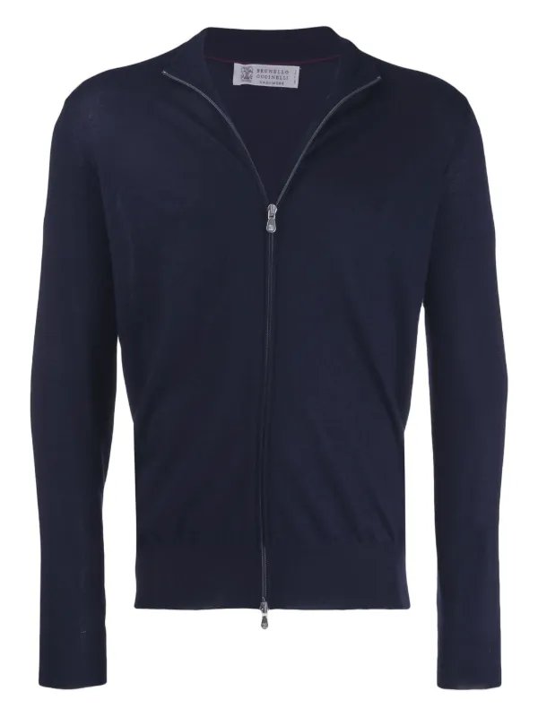 Brunello Cucinelli Zip-up Knit Cardigan in Blue