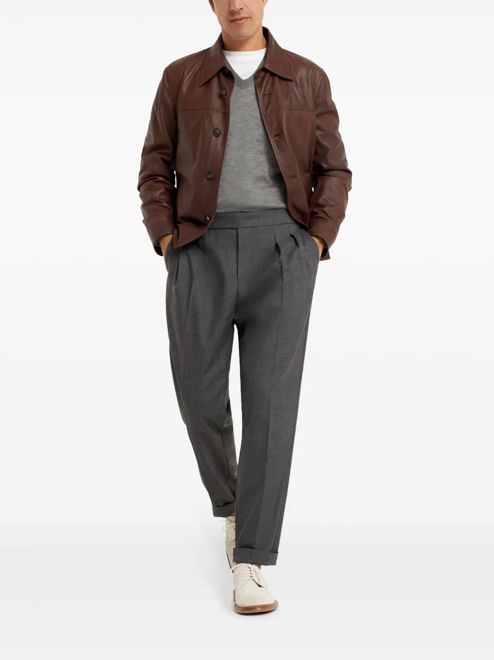 BRUNELLO CUCINELLI V-NECK WOOL JUMPER