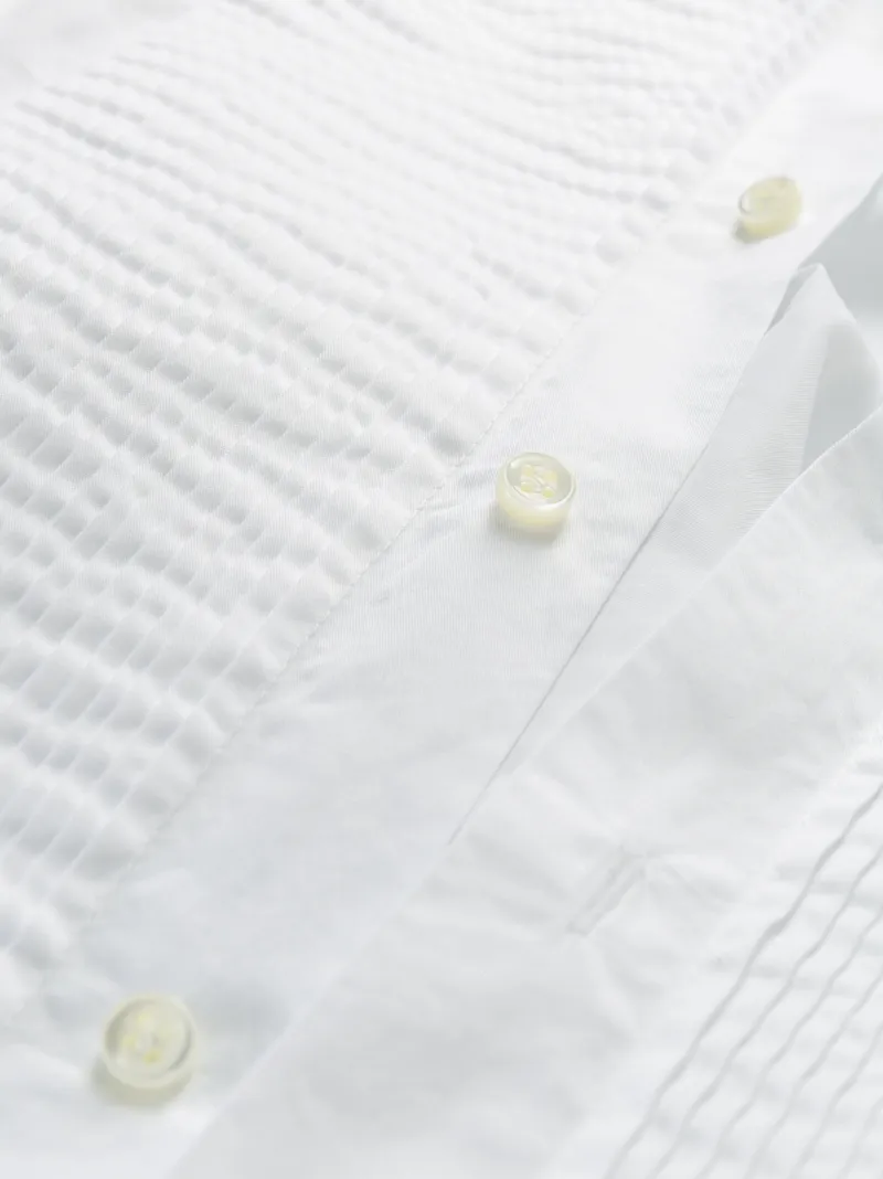Brunello Cucinelli Pleated Front Shirt In White