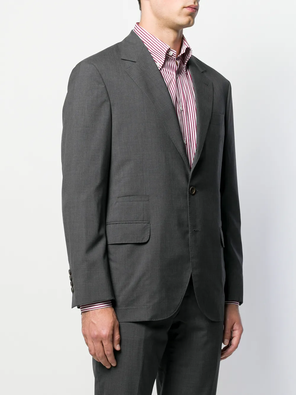  Brunello Cucinelli Micro-check Suit Jacket - Grey 