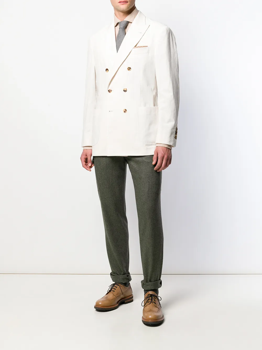 Brunello Cucinelli Ribfluwen blazer Wit