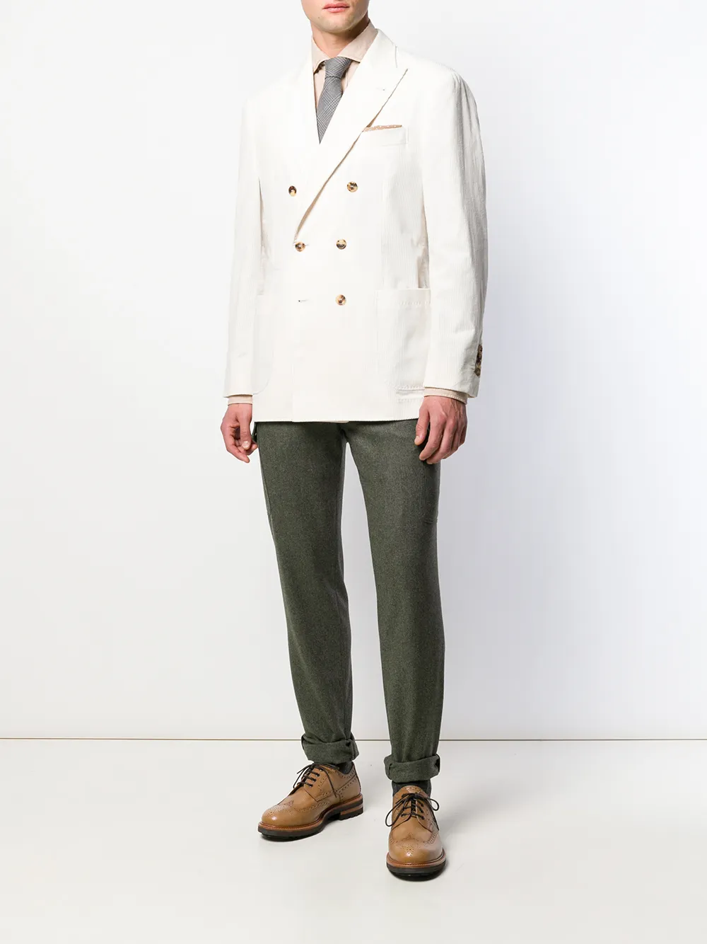Brunello Cucinelli Shirt met visgraat patroon - Beige