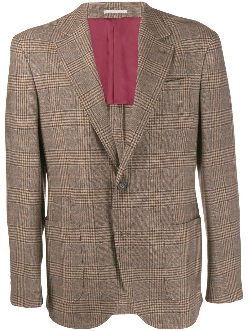 Brunello Cucinelli Checked Blazer In Brown