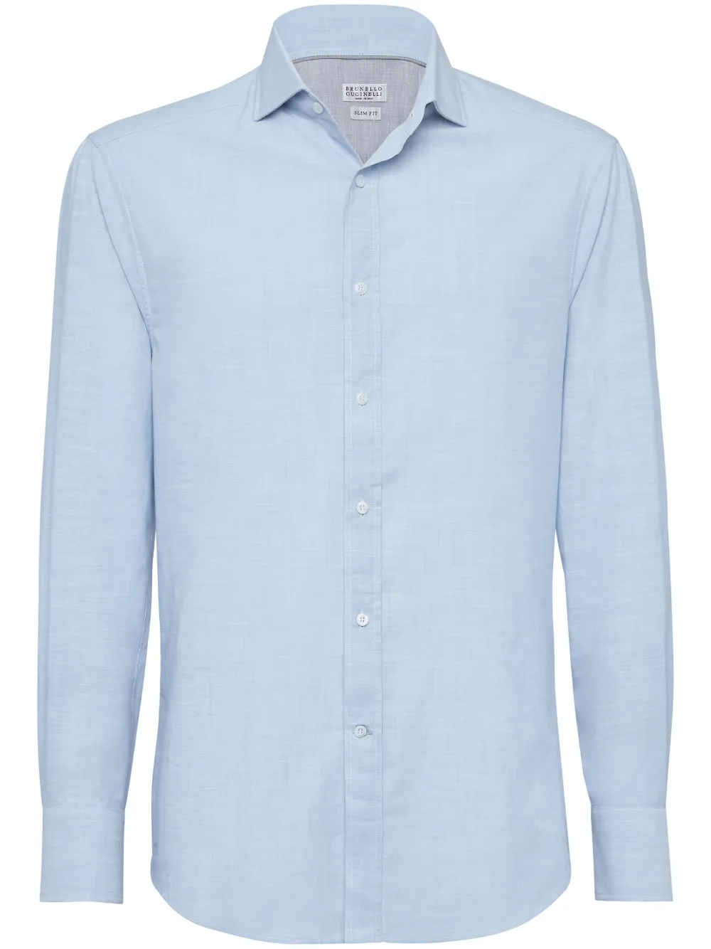 Shop Brunello Cucinelli Long-sleeve Cotton Shirt In Blue