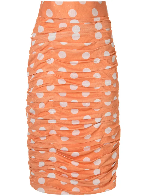 orange ruched skirt