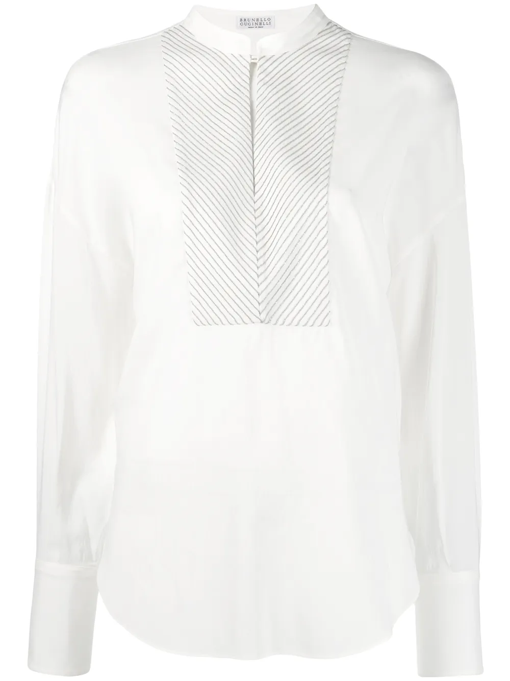 

Brunello Cucinelli camisa con pechera con detalles de cadenas - Blanco