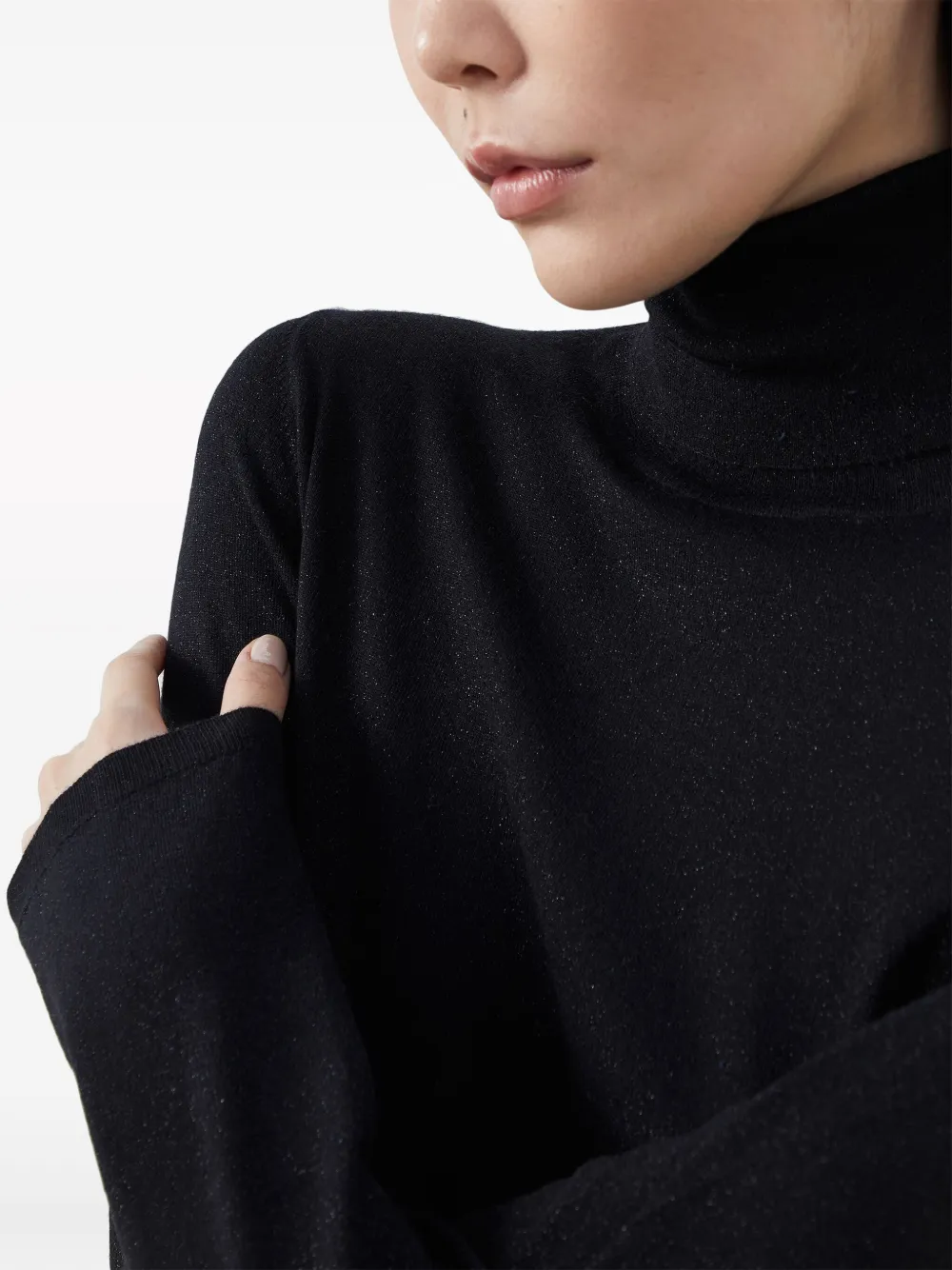 Brunello Cucinelli Fitted Roll-neck Sweater In Black