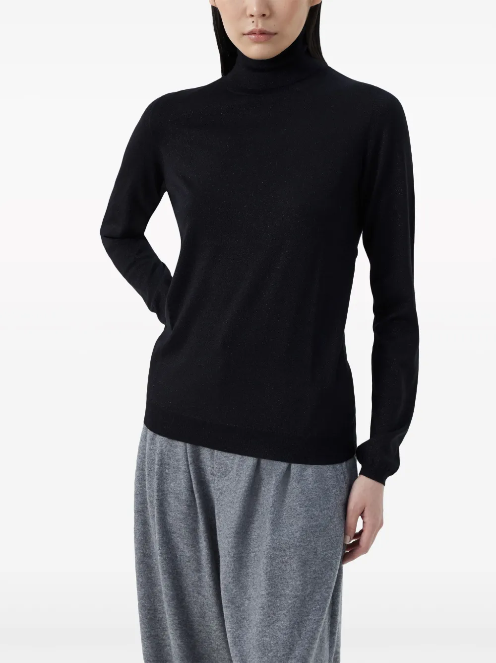 Brunello Cucinelli Fitted Roll-neck Sweater In Black