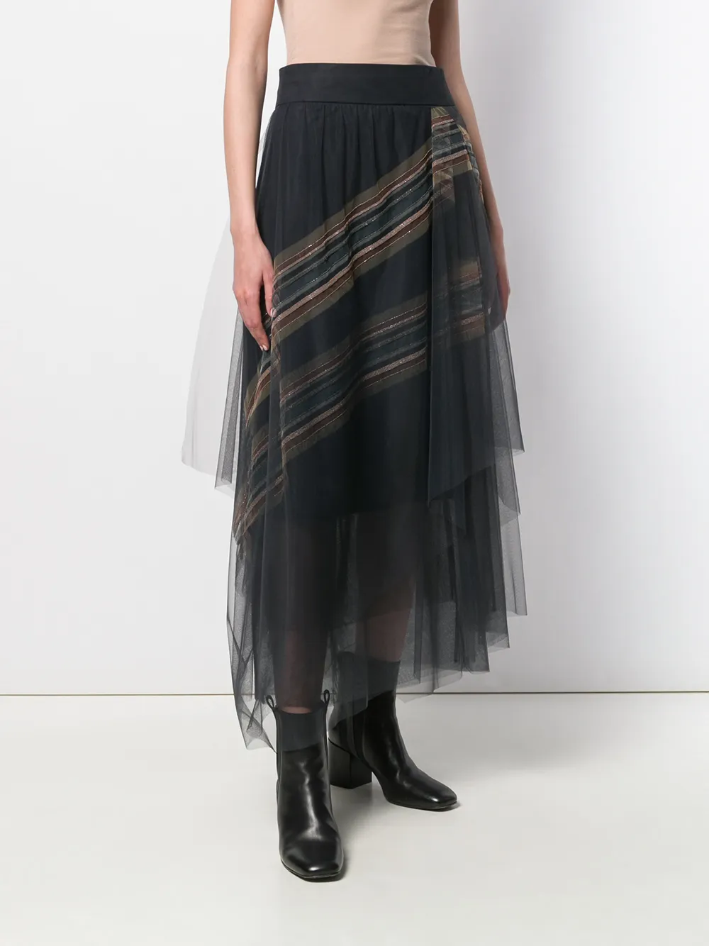 Brunello Cucinelli Gelaagde rok Grijs