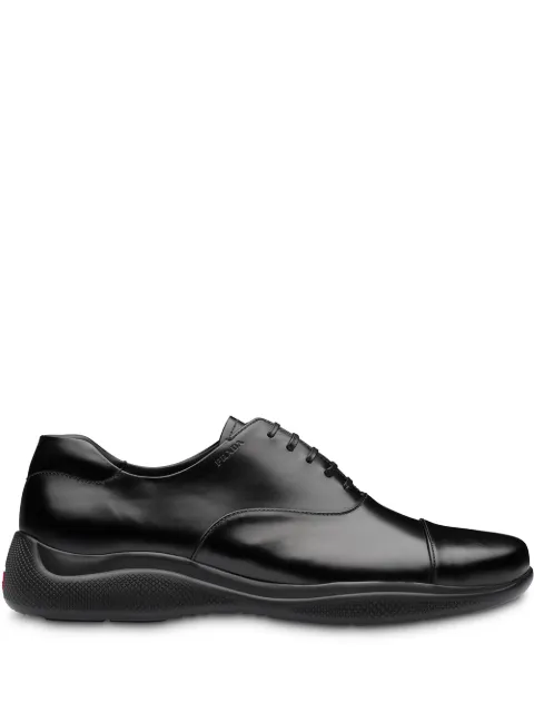 Prada Leather Lace-Up Oxford Sneakers Shoes "Black"
