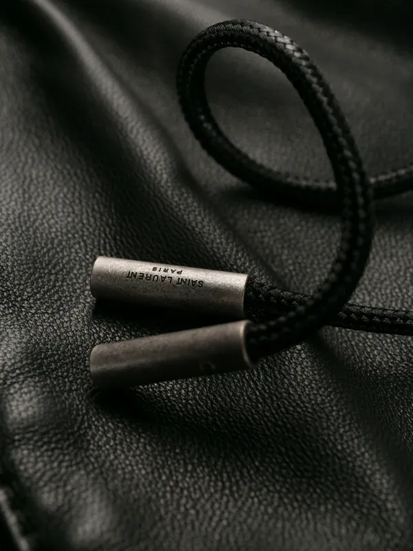 black leather track pants