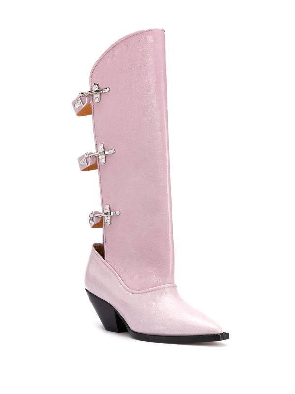 ganni cowboy boots pink