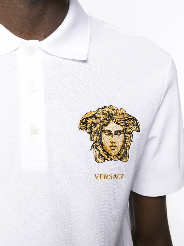 embroidered medusa polo shirt