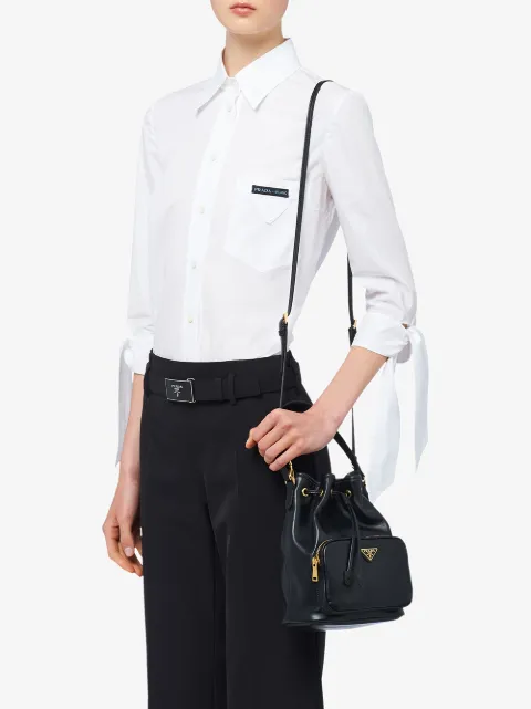 PRADA LEATHER BUCKET BAG