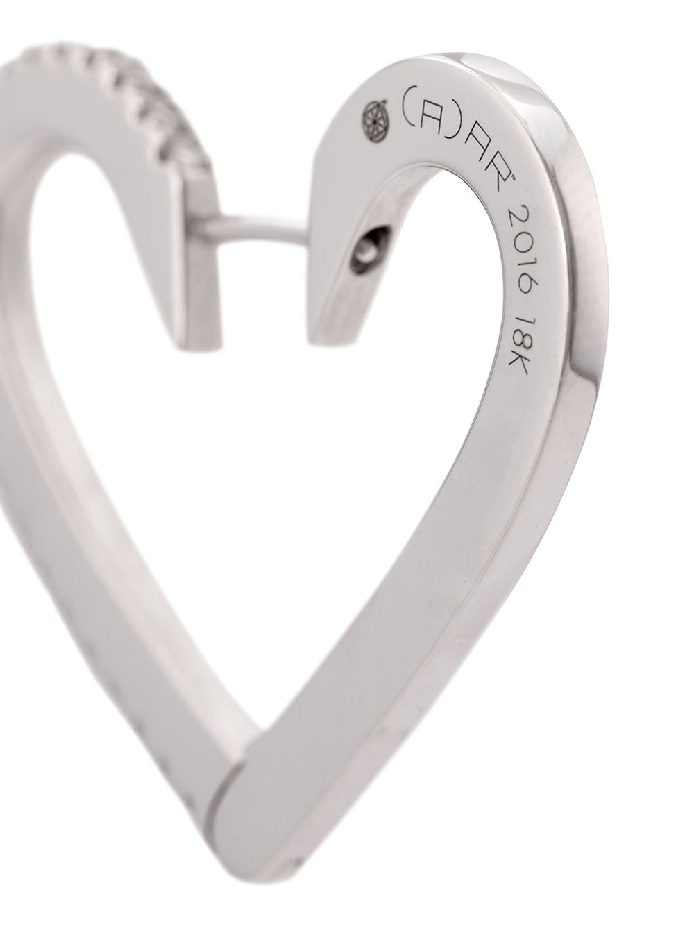 Shop Cadar 18kt White Gold Endless Medium Diamond Heart Hoop Earrings In Silver