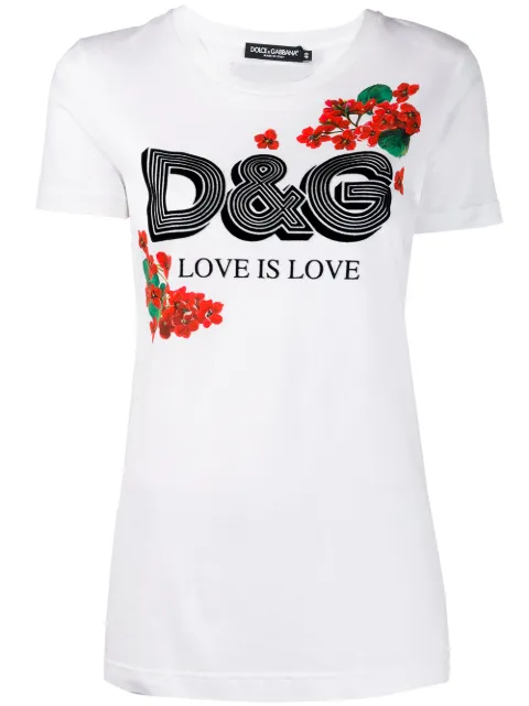 Click to view more detailed imagery on our partner's website Dolce & Gabbana Flocked Floral-Print Cotton-Jersey T-Shirt In W0800 White