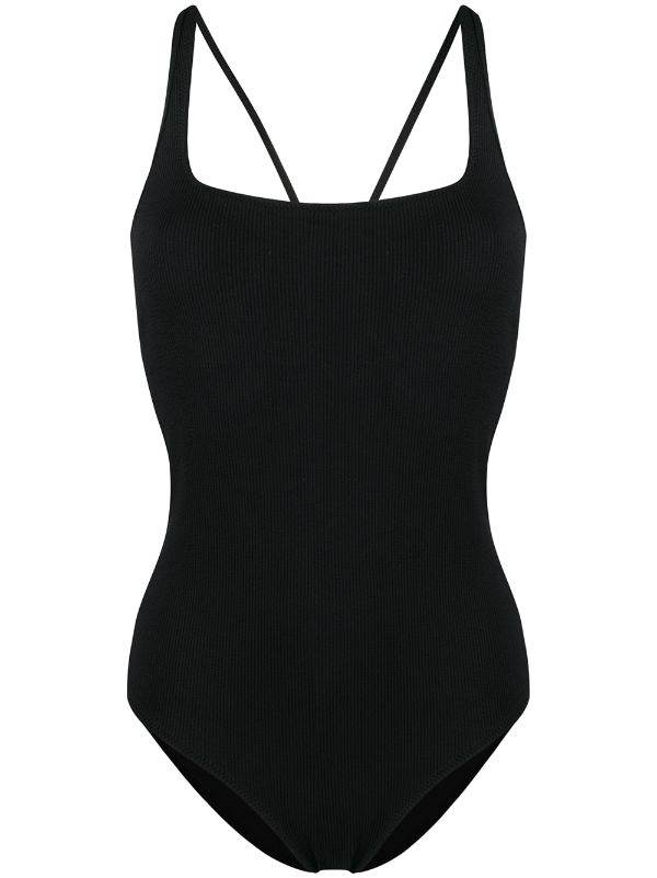 black textured swimsuit