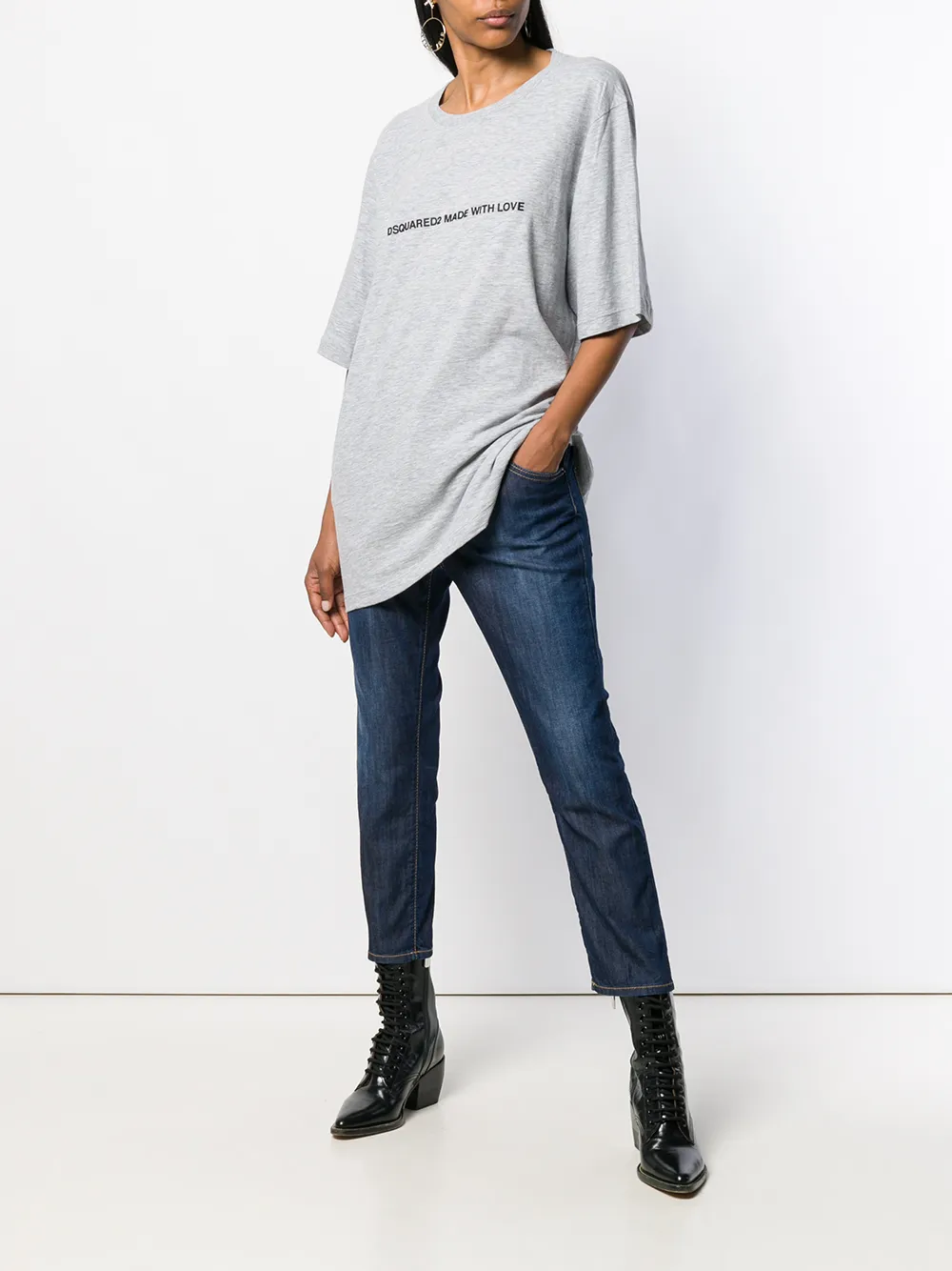 DSQUARED2 T-shirt met tekst Grijs