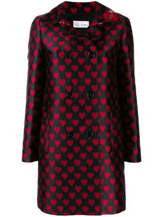 RED Valentino Jacquard Heart Patterned Coat - Farfetch