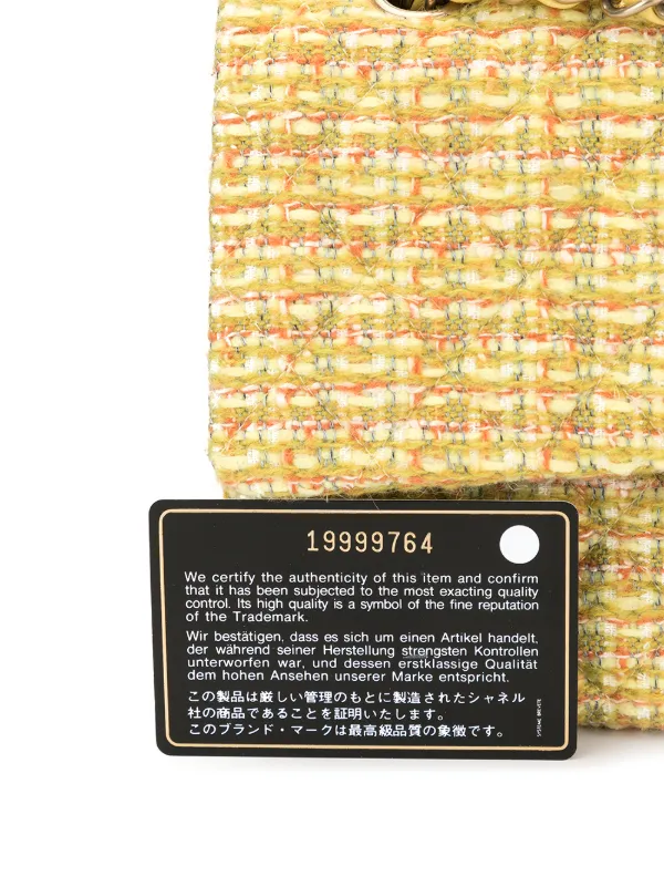 CHANEL Pre-Owned Double Flap Tweed Shoulder Bag | Yellow | FARFETCH