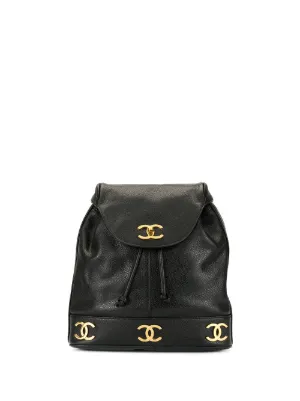 CHANEL Pre-Owned 1992 Triple CC Flap Backpack | Black  display picture 1