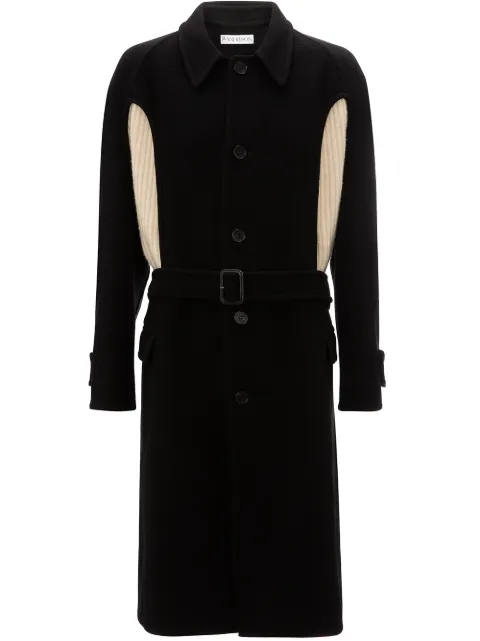 Click to view more detailed imagery on our partner's website Jw Anderson Wool-cashmere Sweater-inset Coat In Black