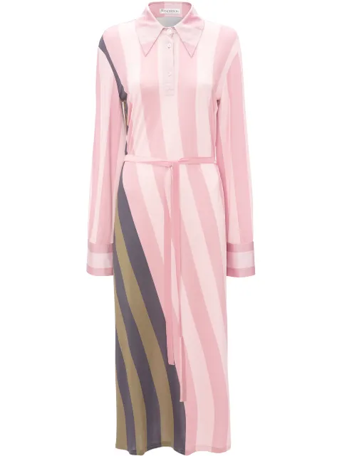 Click to view more detailed imagery on our partner's website Jw Anderson Multicolor Women's Striped Polo Shirt Dress In Pink