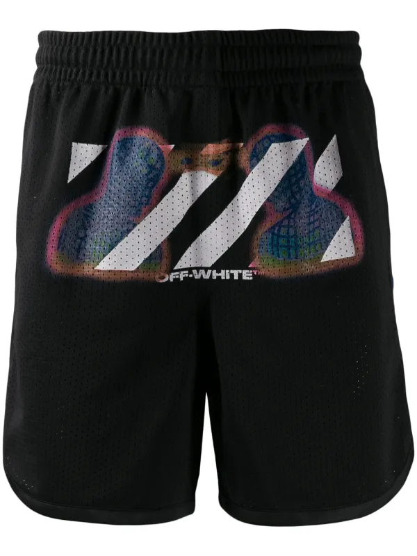 off white mesh shorts