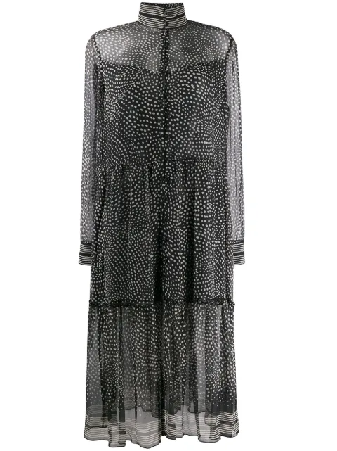 Click to view more detailed imagery on our partner's website Rag & Bone Libby Polka Dot Sheer Silk Flounce Shirtdress In 78 Blkmult