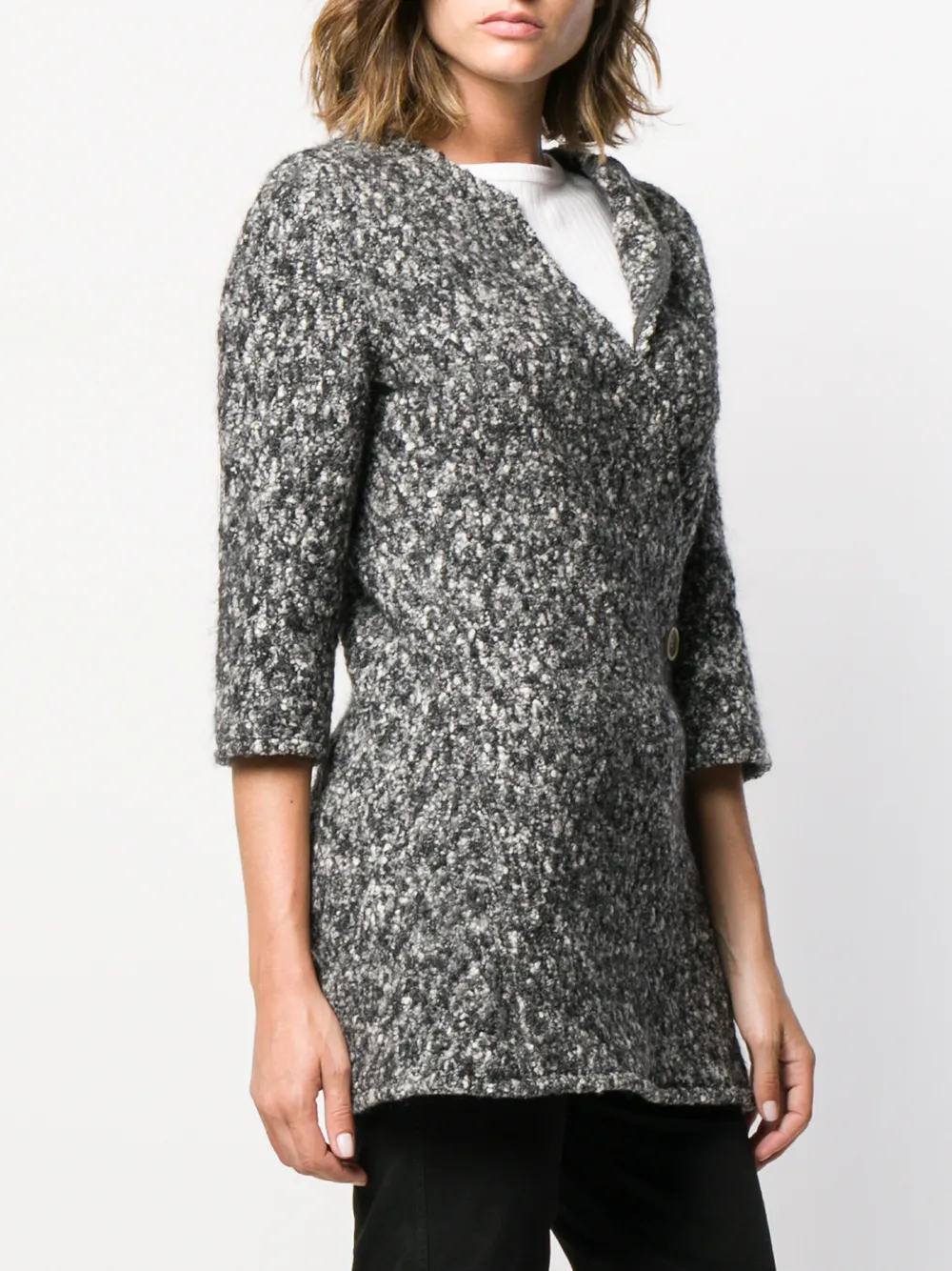 Céline PreOwned Tweed Asymmetric Jacket Farfetch