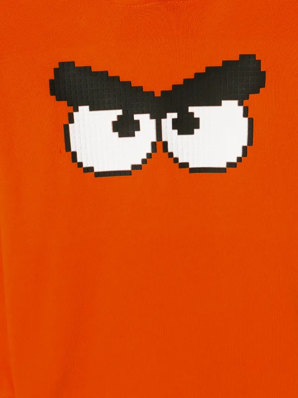 Mostly Heard Rarely Seen 8-Bit Angry Bird Print Hoodie | Orange