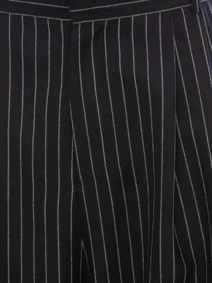 pinstripe bow details trousers in blue 