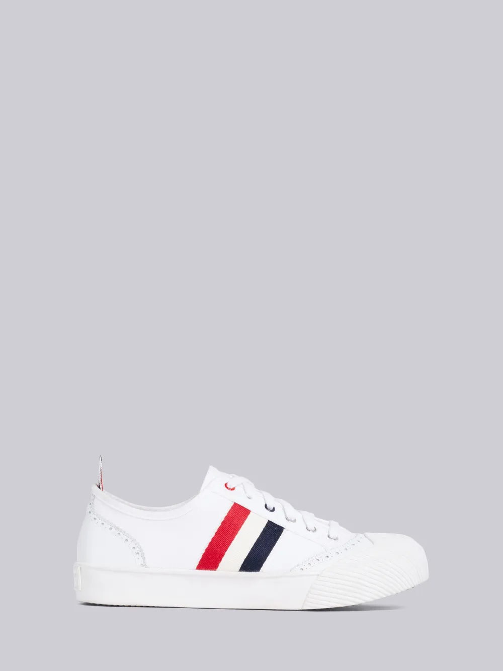 THOM BROWNE THOM BROWNE WHITE CANVAS BROGUING SNEAKERS,MFD140A0158814121769