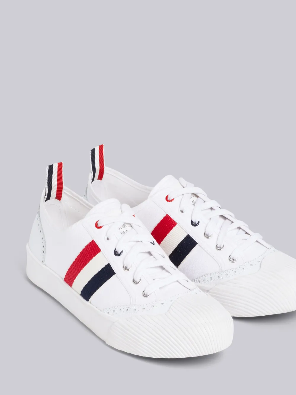 THOM BROWNE THOM BROWNE WHITE CANVAS BROGUING SNEAKERS,MFD140A0158814121769
