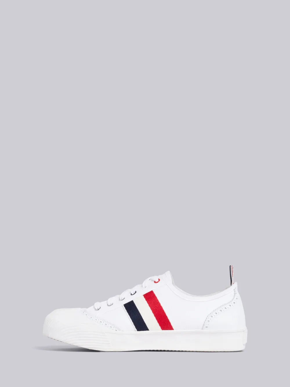 THOM BROWNE THOM BROWNE WHITE CANVAS BROGUING SNEAKERS,MFD140A0158814121769
