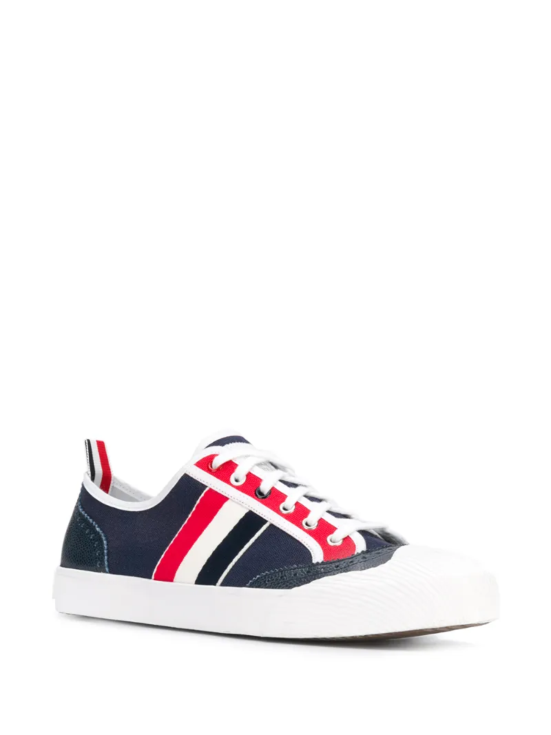 THOM BROWNE CANVAS BROGUING LOW TOP SNEAKERS