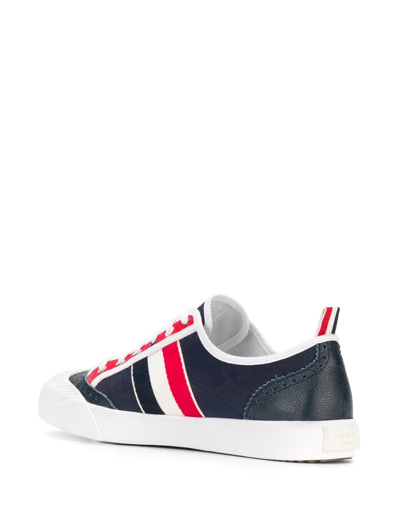THOM BROWNE CANVAS BROGUING LOW TOP SNEAKERS