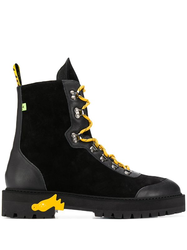Off-White contrasting lace-up boots 