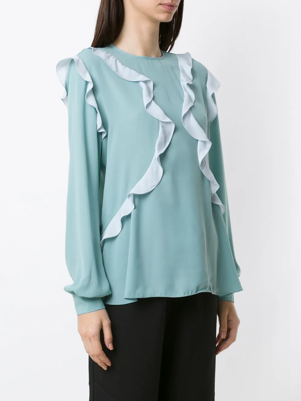 Olympiah Mosaicos Ruffle-trim Blouse In Blue
