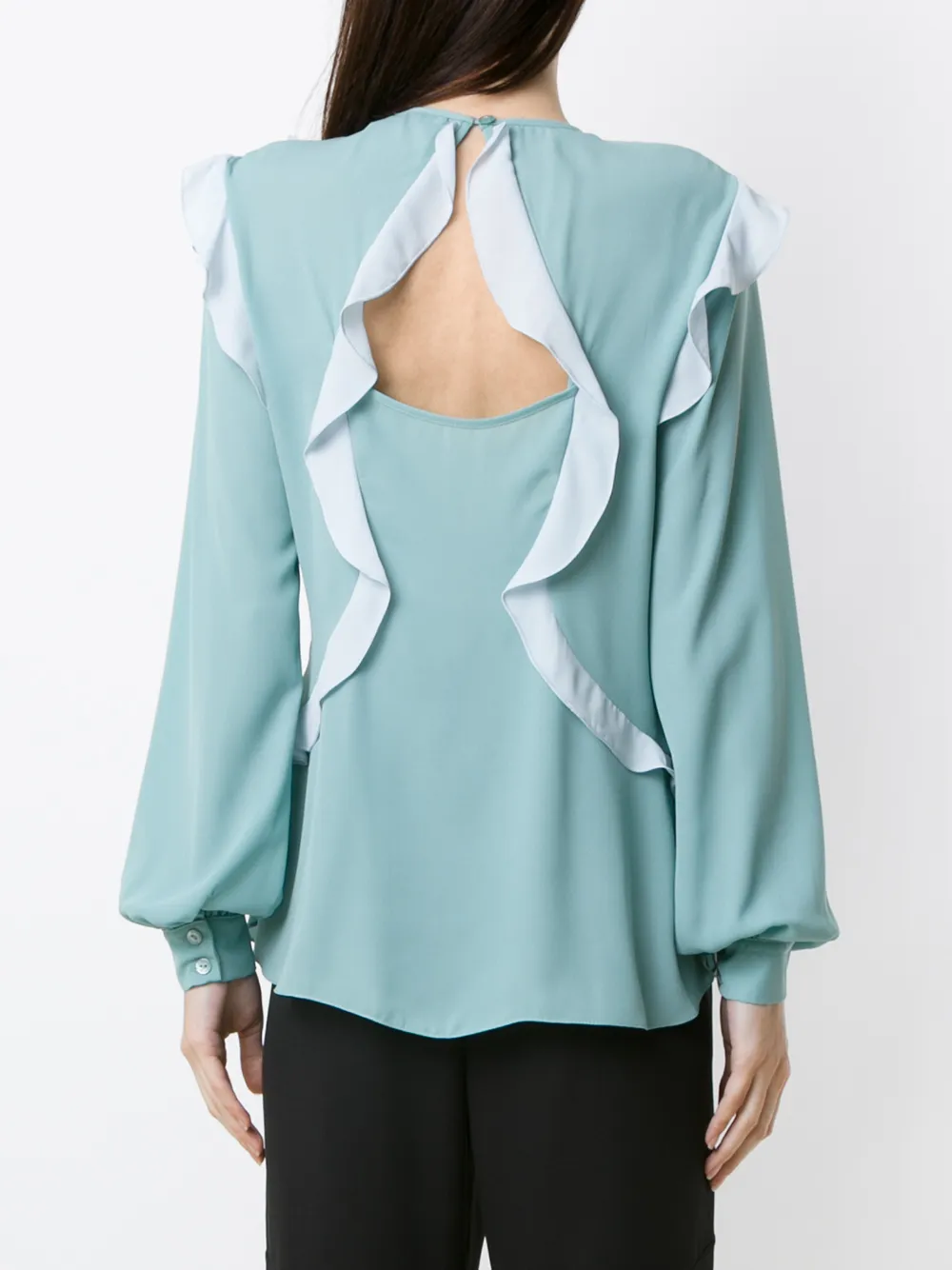Olympiah Mosaicos Ruffle-trim Blouse In Blue