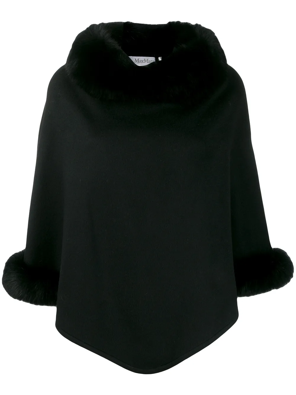 Max Mara Tops MAX MARA FAUX FUR TRIM PONCHO - BLACK