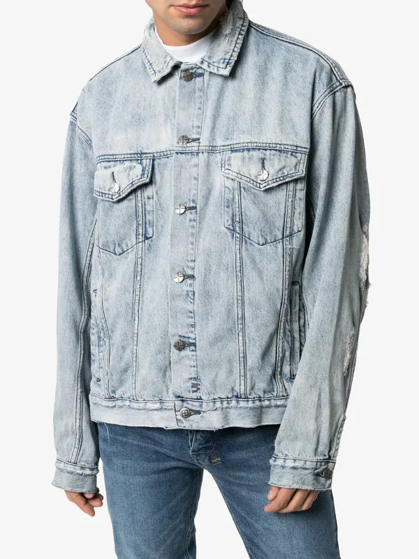 Distressed acid clearance wash denim jacket